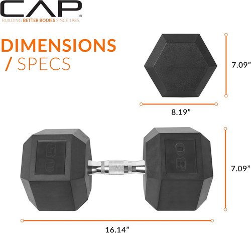 CAP Barbell Coated Hex Dumbbell - Durable Weight Options from 10 to 120 lbs | Versatile Fitness Gear