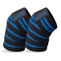 Outex Knee Wraps for Weightlifting (Pair), 80" Long Knee Straps for Weightlifting, Powerlifting, Leg Press, Cross Training - Knee Wraps Support for Squat - for Men & Women (Black/Blue)