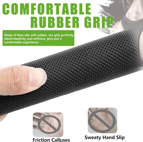 Double D Row Handle - LAT Pulldown Attachment with Comfort Rubber Grip - 1.3 Inch Diameter V Bar for Cable Machines