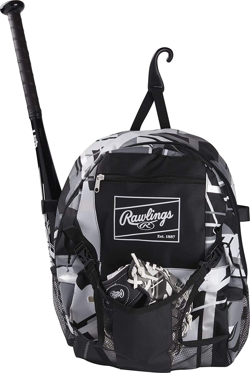 Rawlings | REMIX Backpack Equipment Bag | Ideal for T-Ball & Youth Baseball/Softball | Black