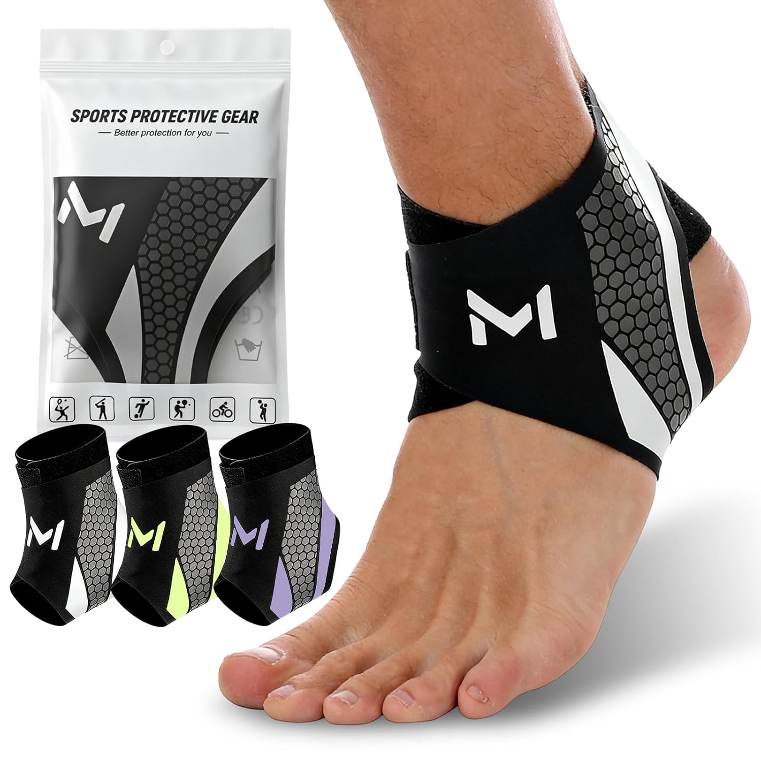 Skiennix Ankle Brace - Adjustable Compression Support for Foot Protection | Lace-Up Design, Gray