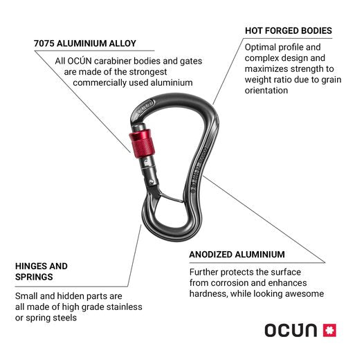 OCUN Condor HMS Screw Carabiner for Rock Climbing, Belaying and Rappelling