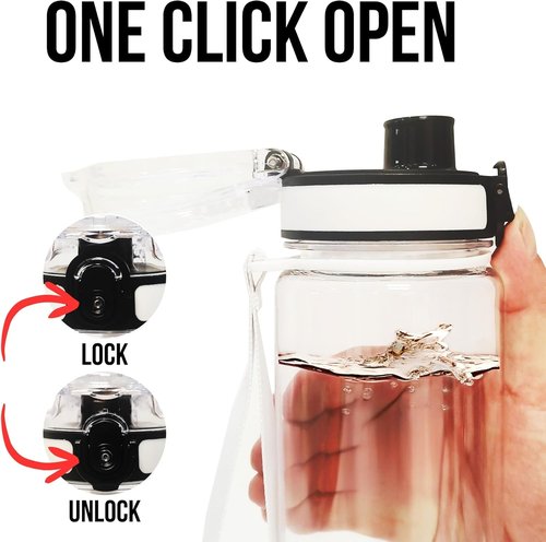 Clear Plastic Water Bottle - 32oz Leak Proof Chug Lid | Reusable Flip Top for Gym, Office, School