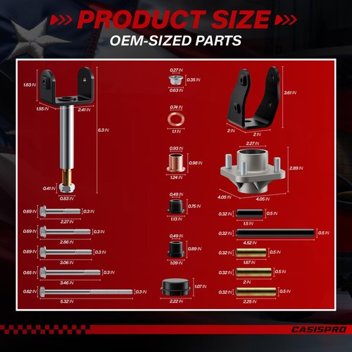 CASISPRO Club Car Precedent Deluxe Golf Cart Front End Repair Kit 2004-UP, Club Car Rebuild Kit with Front Wheel Hub/King Pin/Bearing/Bushings, OEM# 102287201 103638601 103638801