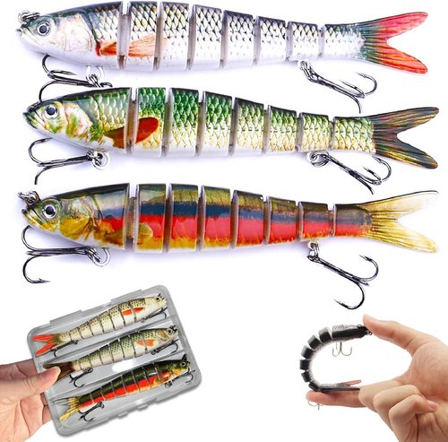 Bass Fishing Lure - Multi-Jointed Bionic Swimbaits with Treble Hooks for Freshwater & Saltwater | Ideal for Bass, Pike & Trout