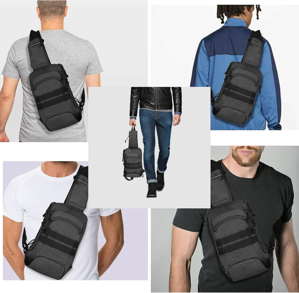 Skiennix Tactical Sling Chest Bag - Compact EDC Shoulder Pack for Concealed Carry | Dual Holster Design