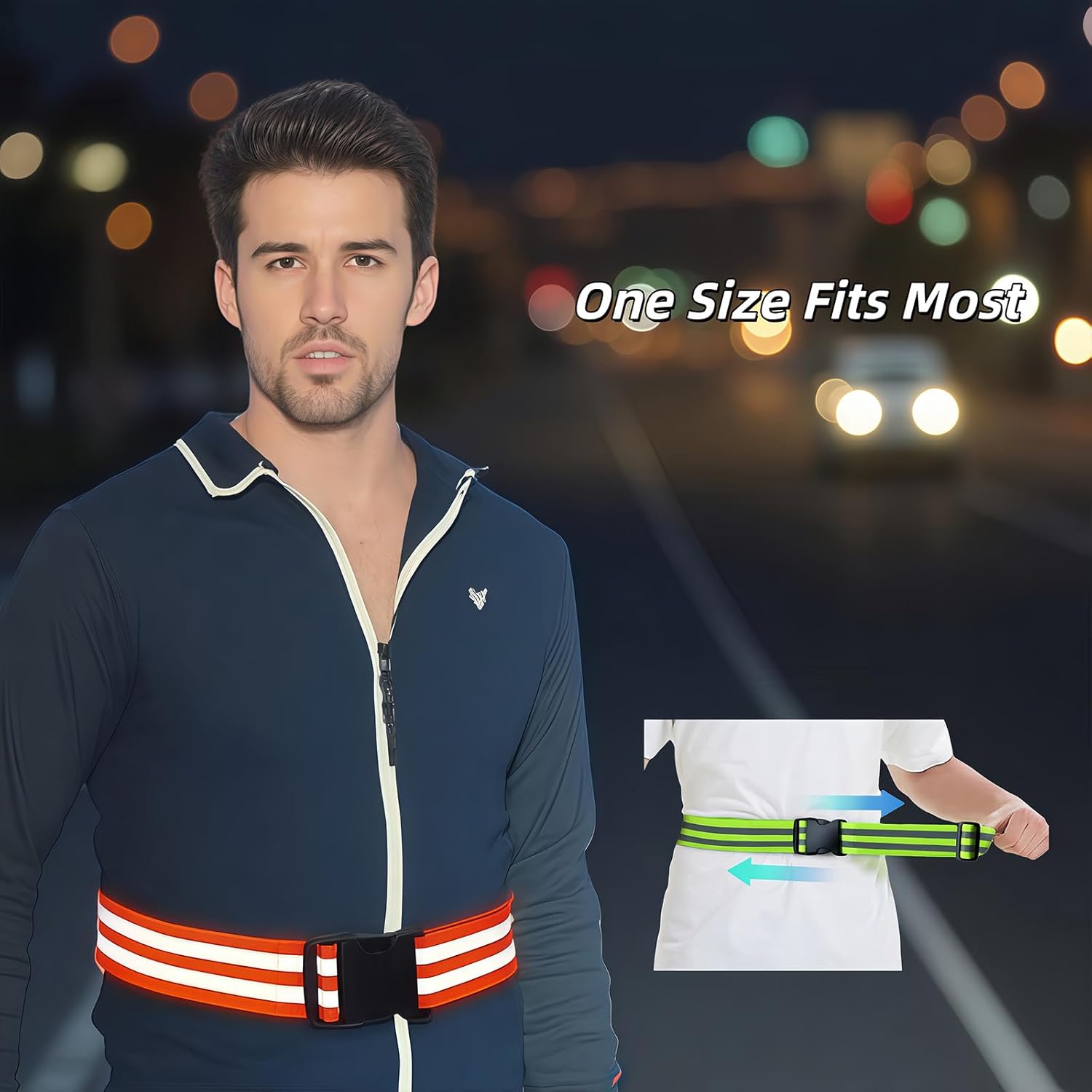 Reflective Running Belt - High Visibility Safety Gear for Men, Women & Kids | Adjustable 2-Pack