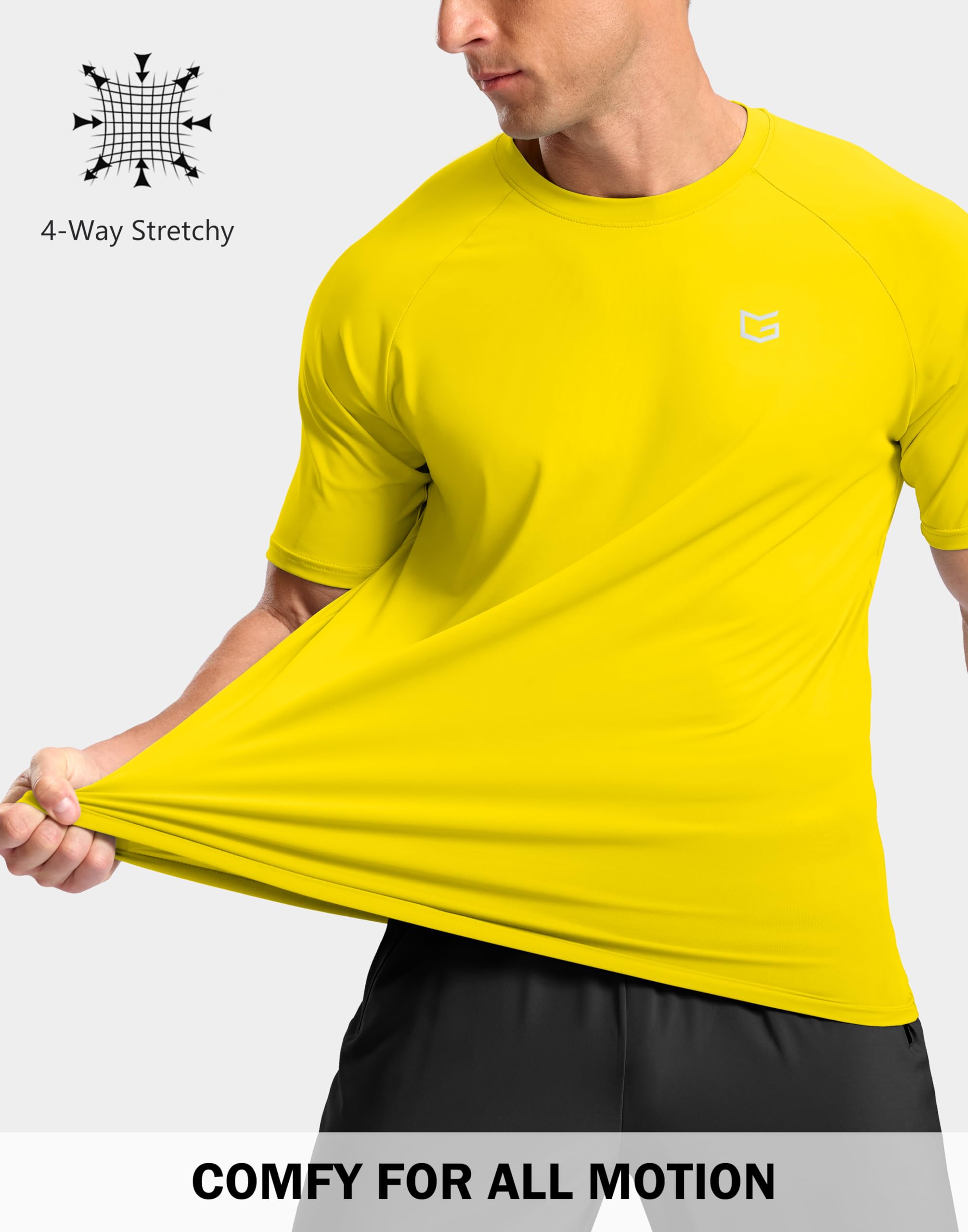 G Gradual Men's Athletic Workout T-Shirts Moisture Wicking Cooling Running Shirts Short Sleeve Performance Tee for Gym Tennis(Yellow,3XL)
