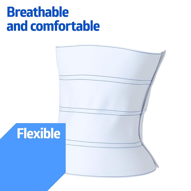 Abdominal Binder 12 Inch 4-Panel Support Right Size L/XL 42-62 Inch White