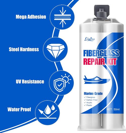 Limino Marine Fiberglass Repair Kit - 100ml Resin Filler for Bathtub Chips, Cracks & Holes | UV-Resistant Gel Coat Repair for Boats & Kayaks