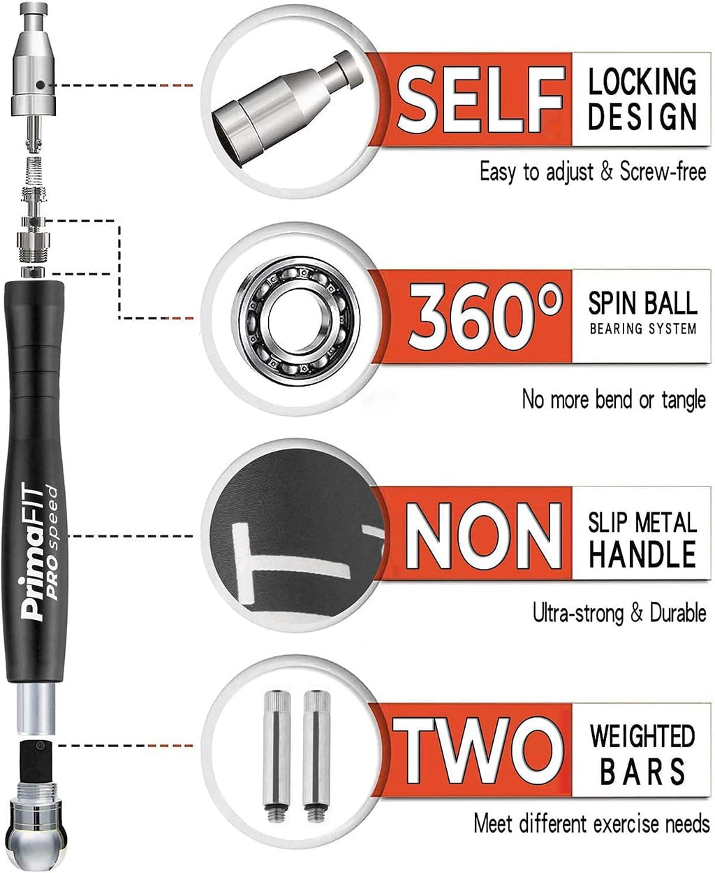 PrimaFIT Pro Speed Jump Rope - Adjustable Weighted Aluminium Handles for Boxing & CrossFit | Includes Spare Cable & Carry Bag