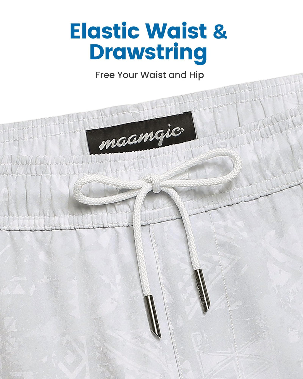 maamgic Mens Swim Trunks with Compression Liner 5 Inch, Quick Dry Bathing Suit with Zipper Pockets, Stretch No-Chafing Swim Shorts, Frost Marks X-Small