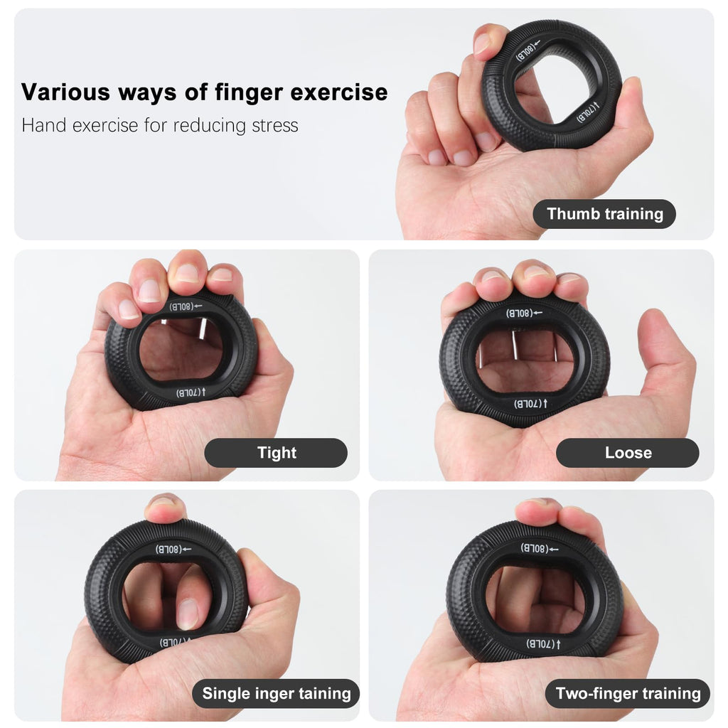 Keria Grip Strength Trainer Kit, Hand Grip Strengthener with Adjustable Resistance 11-220Lbs, Fingers Exerciser - Silicone Rings, Forearm Strengthener for Athletes Musicians and Injury Recovery