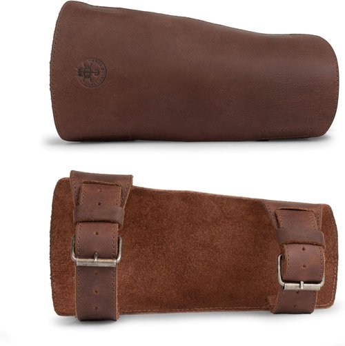 Archery Arm Guard - Adjustable Forearm Protector for Shooting Practice | Handmade Bourbon Brown Leather