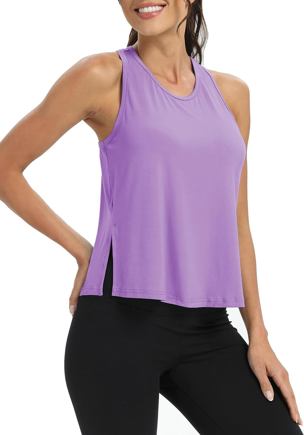 Bestisun Women's Racerback Yoga Tank Top - Split Side Design for Comfortable Workouts