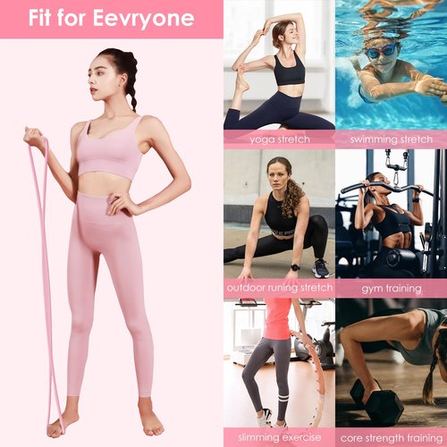 Adorila 2 Pack Figure 8 Resistance Bands with Handles, Silicone Exercise Bands for Women, Elastic Rope Stretch Fitness Band for Arm, Back, Chest, Shoulder, Legs (15LB Pink, 25LB Purple)