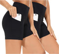 The Gym People Women's High Waist Workout Shorts - 2 Pack with Deep Pockets & Tummy Control