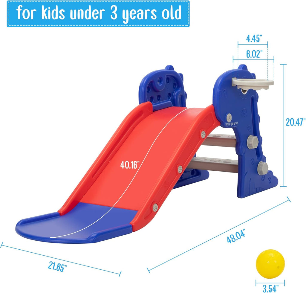 Nyeekoy Toddler Slide - 3-in-1 Kids Climber Playset with Basketball Hoop | Indoor & Outdoor Fun