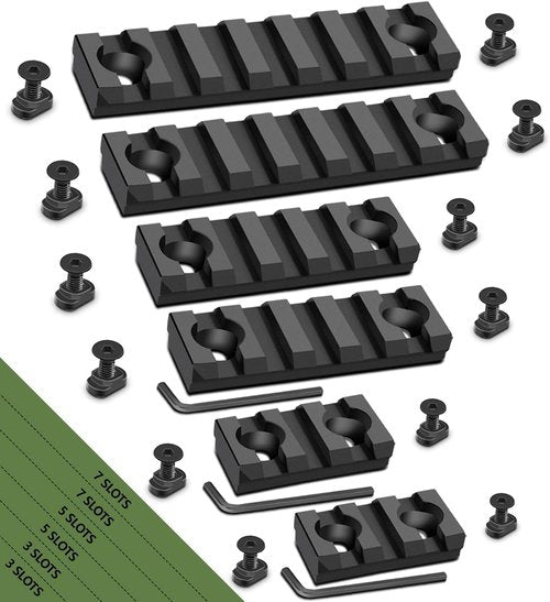 Anovo Aluminum Standard Rail Accessory Set - Single-Sided with 3-3-5-5-7-7 Slots
