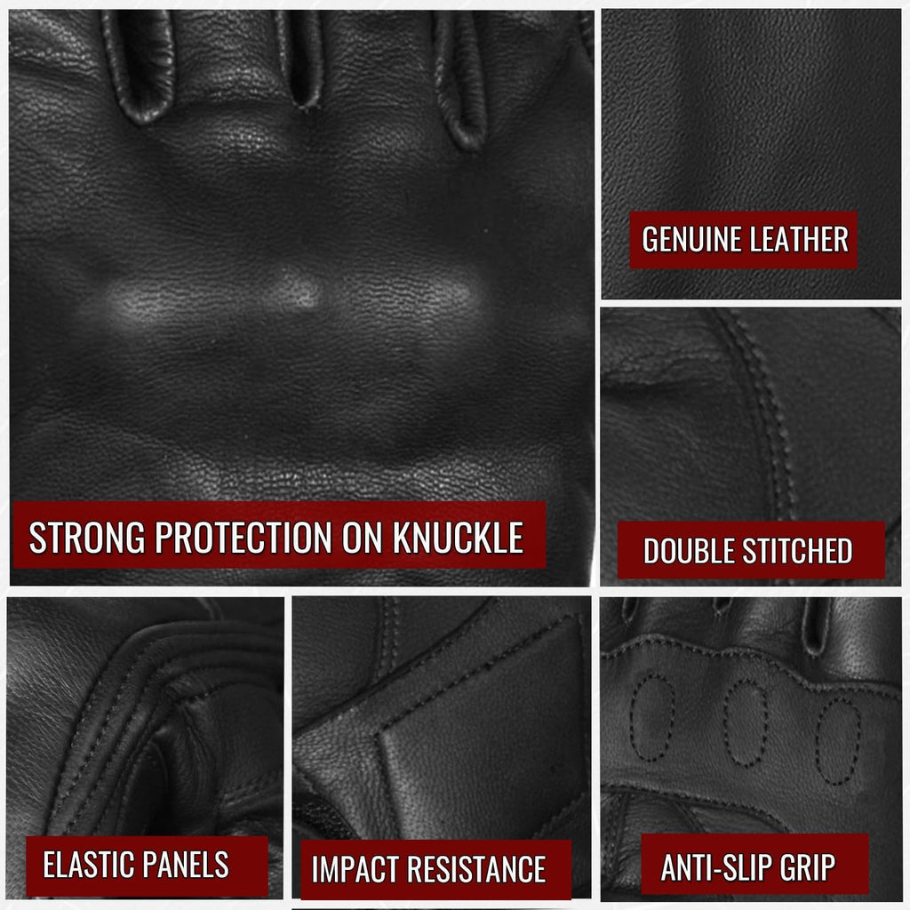 Skiennix Motorcycle Gloves - Premium Leather, Touch Screen, Non-Slip Protection for Men