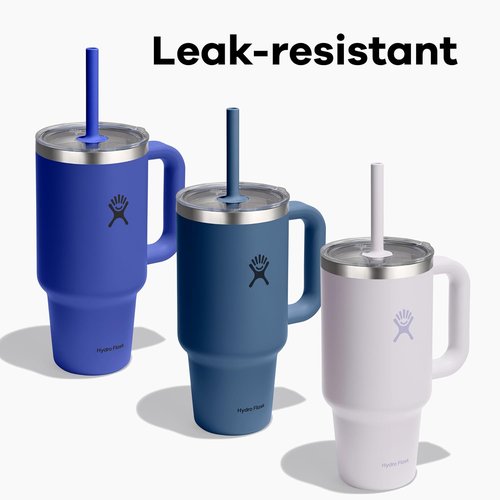 Hydro Flask 24 Oz Insulated Travel Tumbler - Durable Stainless Steel with Handle, Clear Lid & Straw