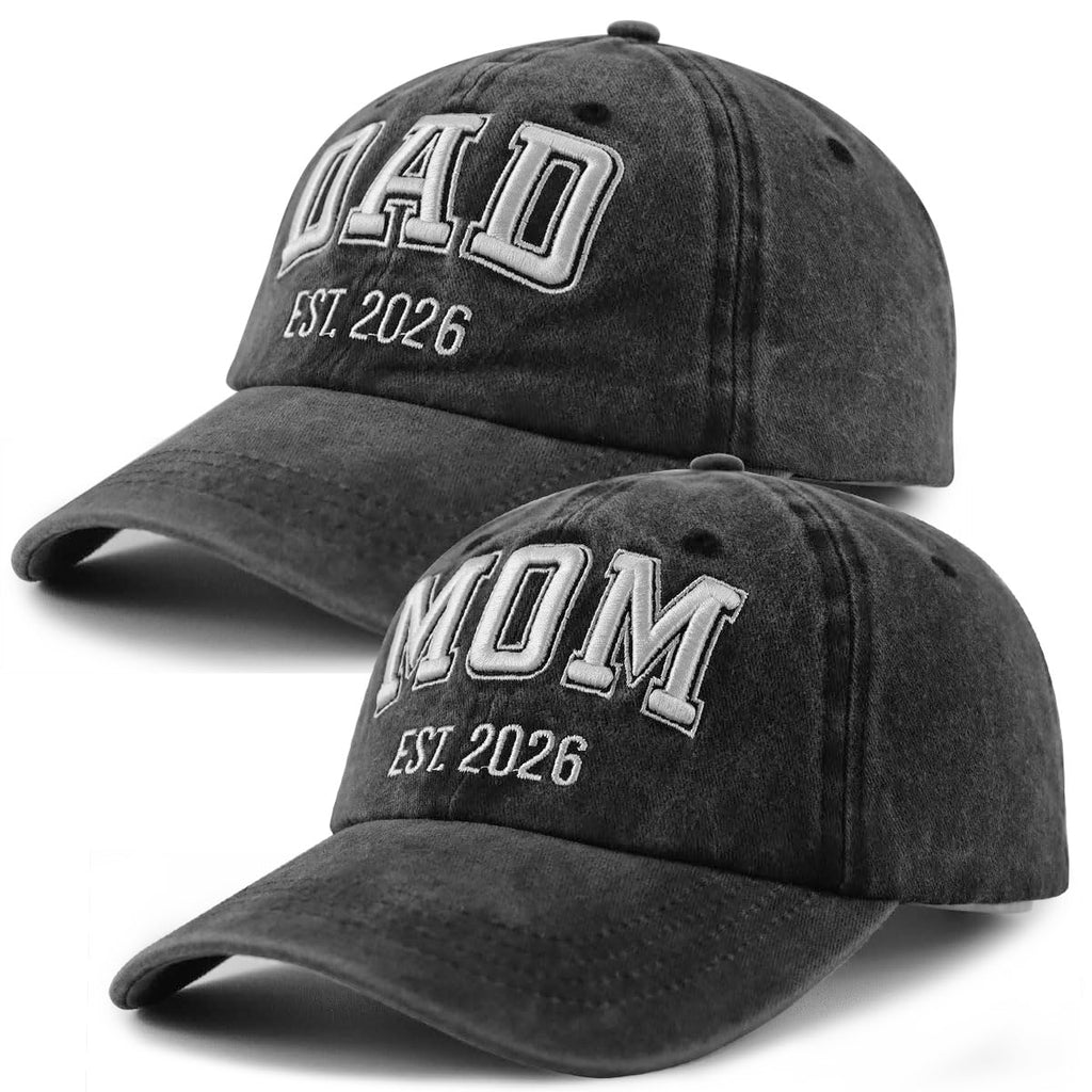 SHANVANKE New Parents Gifts 2026 for Men Women, 2Pcs New Mom and Dad Hats Baseball Cap, Funny Christmas Birthday Pregnancy Gifts for First Time Mom Dad