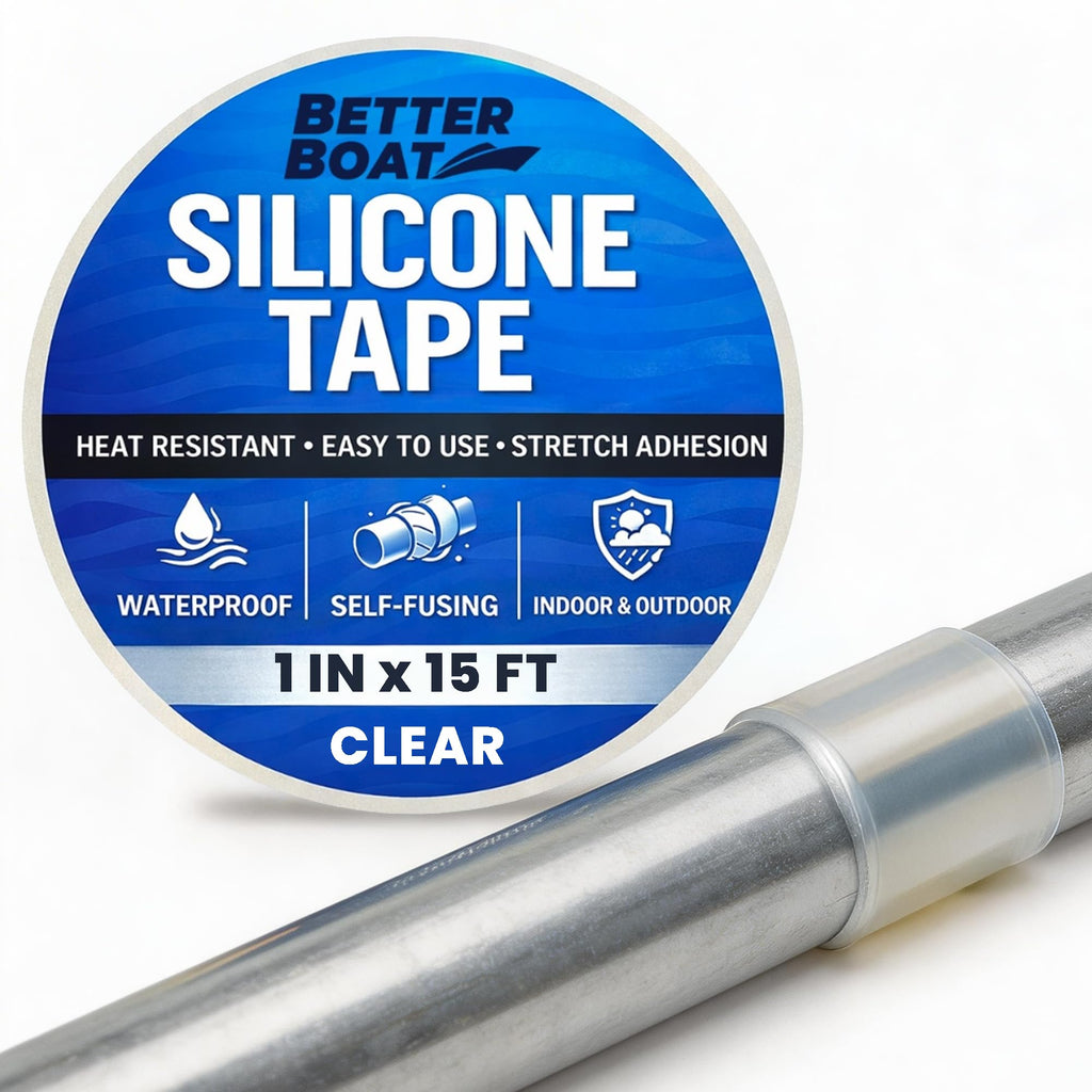 Better Boat Self Fusing Silicone Tape Waterproof Clear, Plumbing Tape for Leaks, Hose and Pipe Repair Tape, 1 in x 15 ft