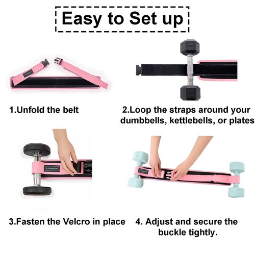 Hip Thrust Belt and Ankle Resistance Cuffs Set for Fitness Training (Pink)