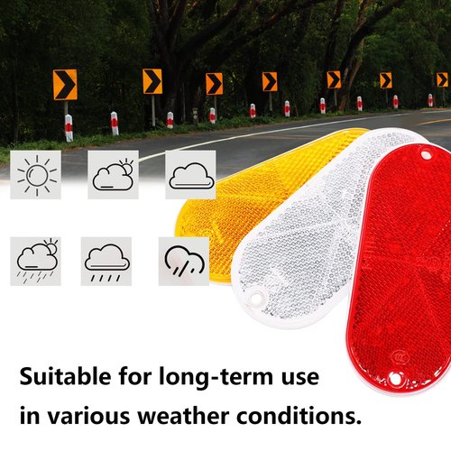 smseace 10Pack Safety Reflectors Yellow Oval Reflector with Mounting Hole Used for Roads，Mailboxes，Tunnels，Cars Front Reflector
