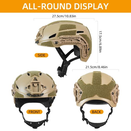 Booiu Airsoft PJ Type Tactical Paintball Fast Military Helmet with Front NVG Mount and Side Rail Breathable Vent Holes for Cosplay Outdoor Activities