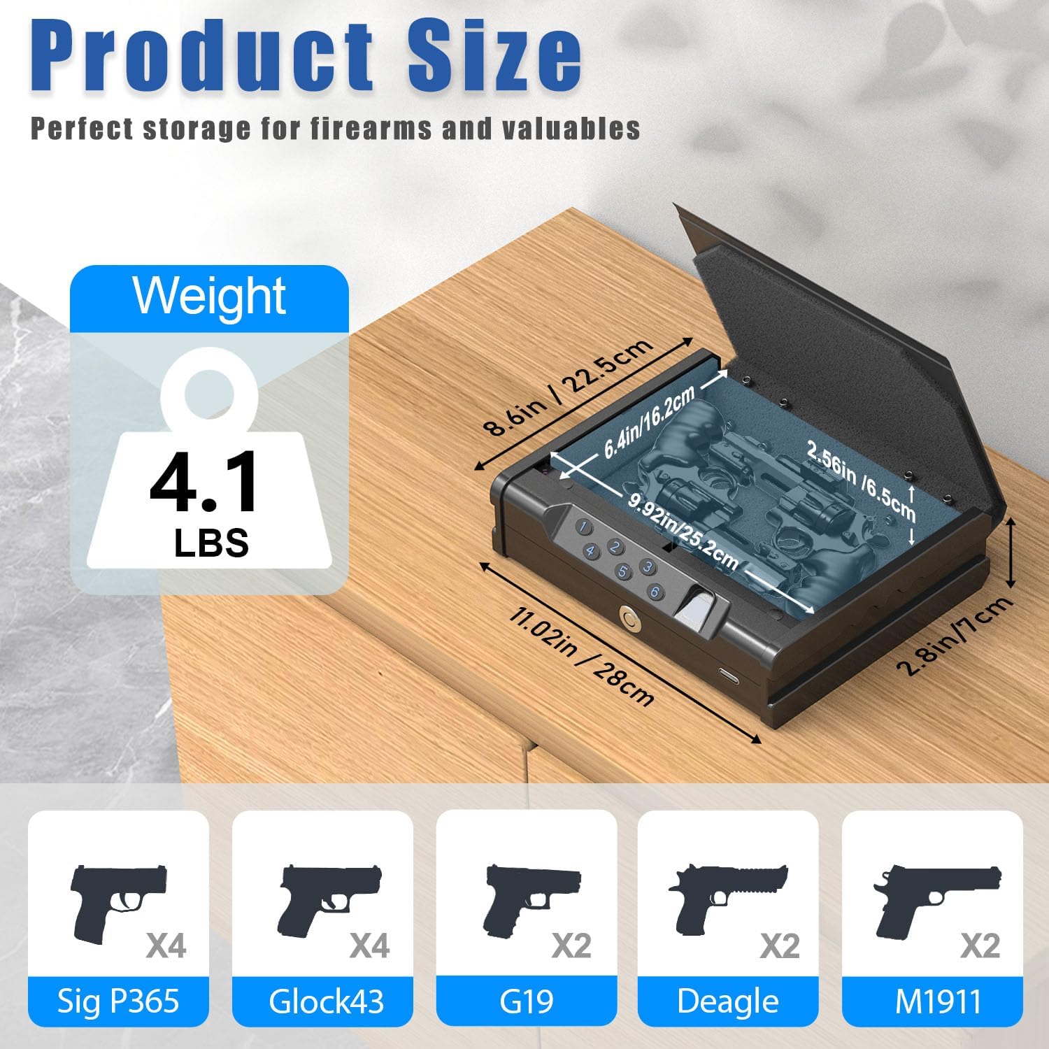 **Biometric Gun Safe by [Brand Name] - Quick-Access Handgun Safe with Fingerprint & Digital Keypad | Fits 2 Pistols, Heavy-Duty Steel for Home & Car**