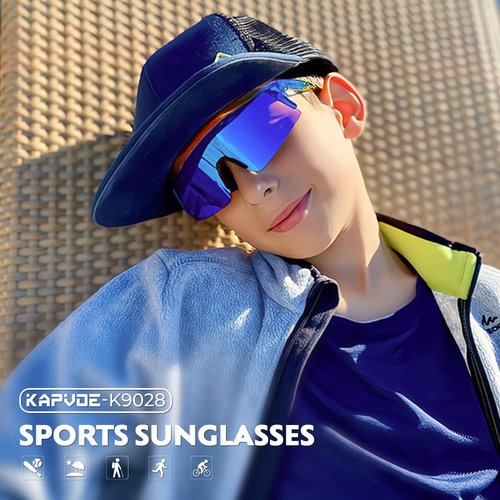 KAPVOE Youth Polarized Sports Sunglasses Kids Baseball Softball Cycling Glasses UV400 Protection for Boys Girls Age 6-12