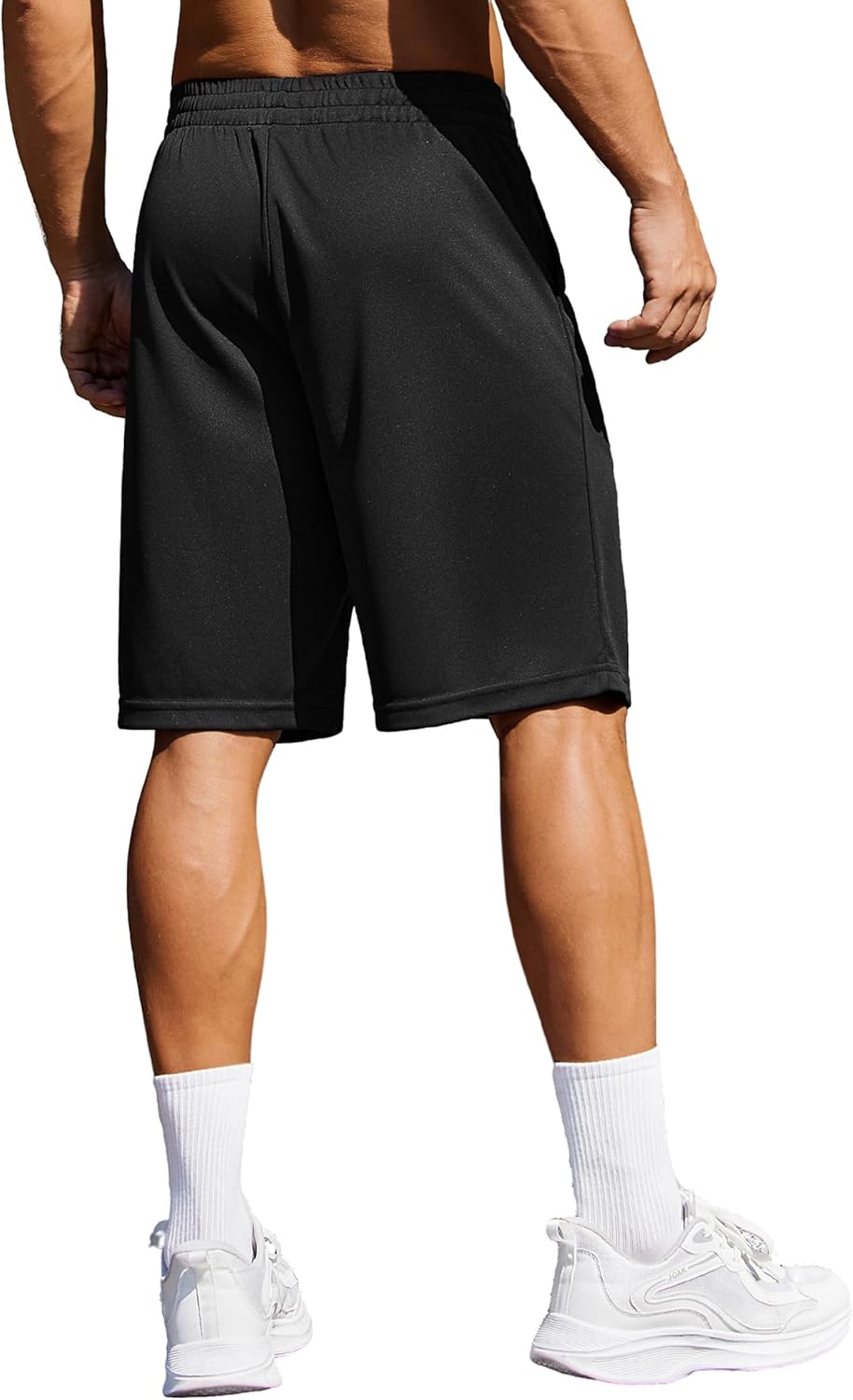 PINSPARK Mens Gym Basketball Shorts with Pockets - 10" Quick Dry Lightweight Mesh Athletic Shorts