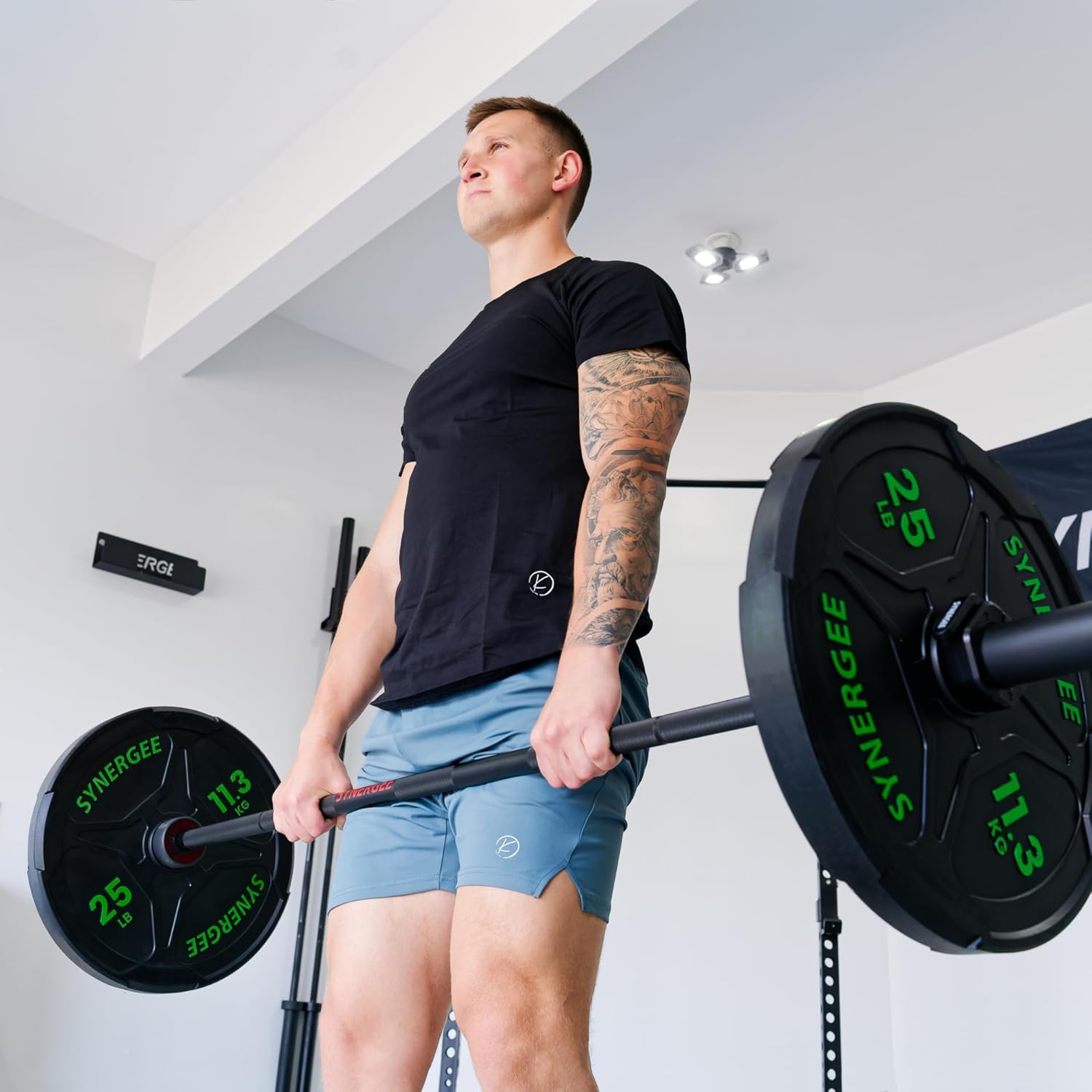 Synergee 45lb Rhino Power Bar | Cerakote Finish Barbell for Powerlifting - Rated 1500lbs