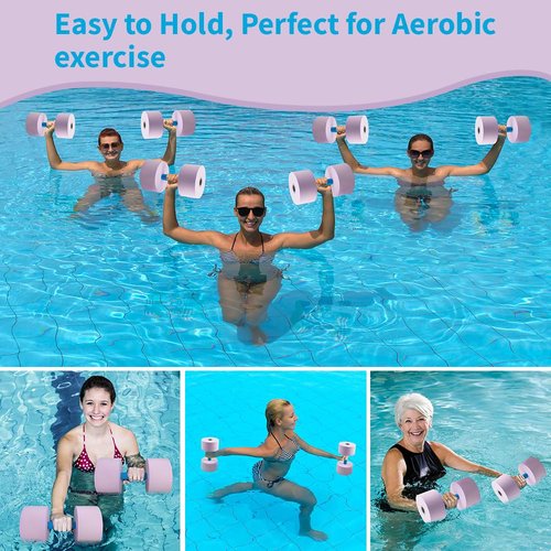 Aqua Dumbbells 2-Pack - EVA Foam Water Aerobic Dumbbells for Pool Strength Training, Non-Slip Floating Fitness Equipment for Men Women (Purple)