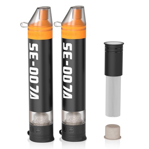 Personal Straw Water Filter to purify Water, Emergency Water Straws Portable Gear for Hiking, Camping, Travel, Fishing, Outing and Emergency Preparedness （2 Water Filters + 1 Filter Cartridge）