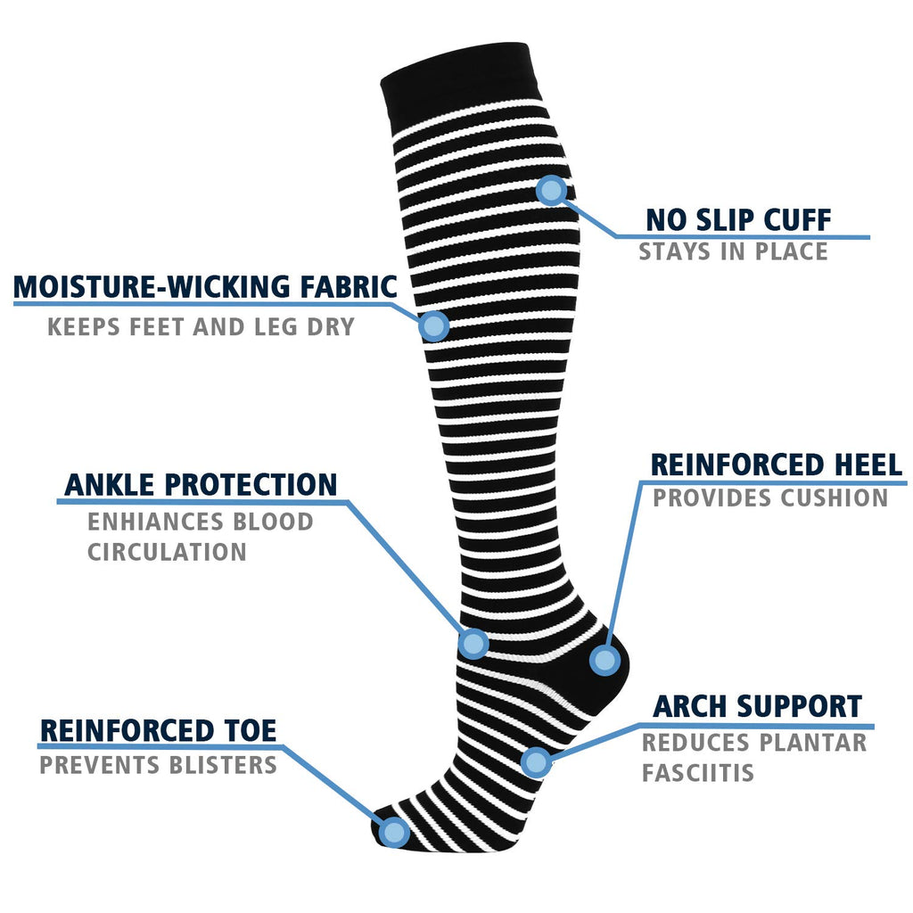 Double Couple 6 Pairs Compression Socks for Men Women 20-30mmhg Wide Calf Compression Sock for Sports Circulation