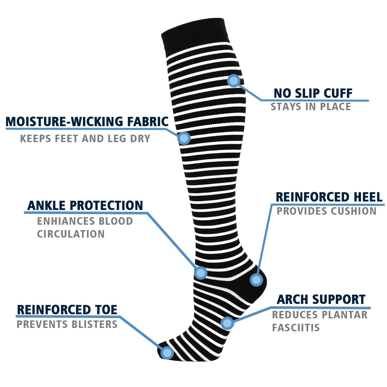 Double Couple 6 Pairs Compression Socks for Men Women 20-30mmhg Wide Calf Compression Sock for Sports Circulation