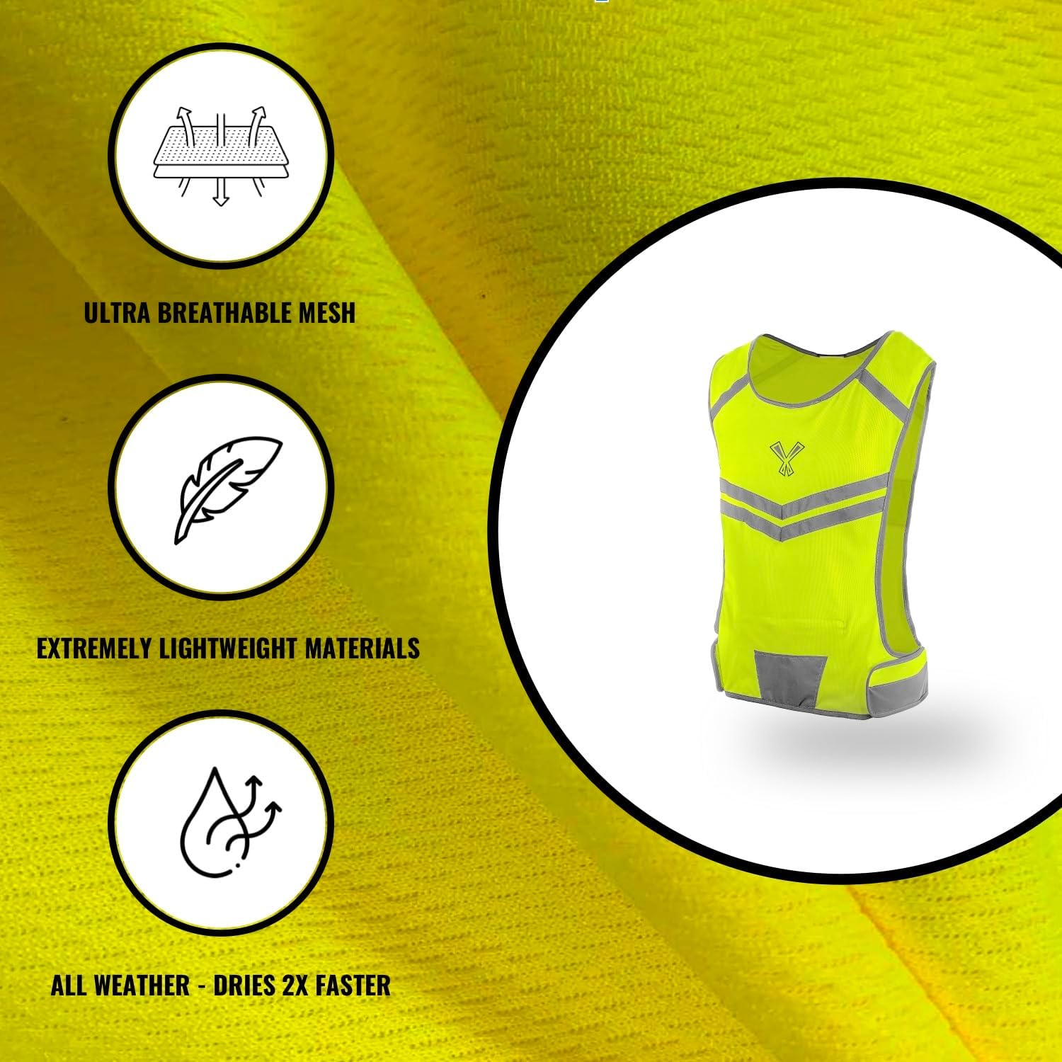 Skiennix Reflective Running Vest - High Visibility with Pocket & 2 Bands for Night Safety