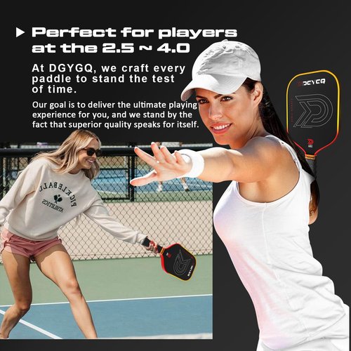 DGYGQ Pickleball Paddles - Professional Carbon Fiber Paddle with Honeycomb Core Pickleball Rackets - Lightweight Precision & Enhanced Shock Absorption for High Spin (Yellow-Orange Ombre)