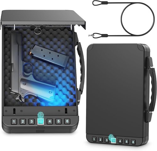 **Regine Switzerland Biometric Handgun Safe - Quick Access Fingerprint Lock for Home & Car**