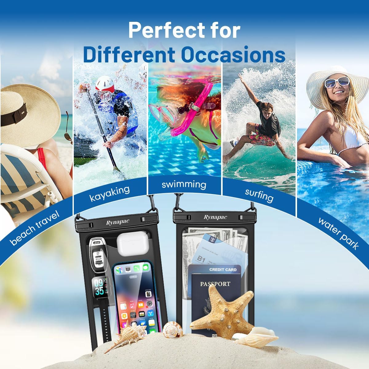 Rynapac Waterproof Phone Pouch - 2 Pack IPX8 Case for iPhone 17/16/15 Pro Max & Galaxy S26 Ultra | Touchscreen & Underwater Photography Essentials