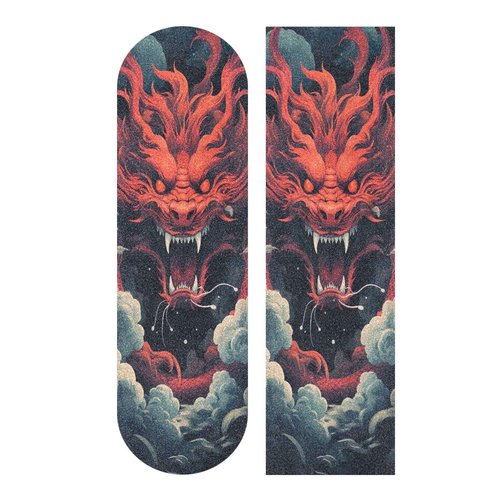 SDMKA Red Dragon Pattern Skateboard Grip Tape 9" x 33" Bubble Free Waterproof Skateboard Grip Tape Sheet Non Slip Griptape for Skateboard Longboard