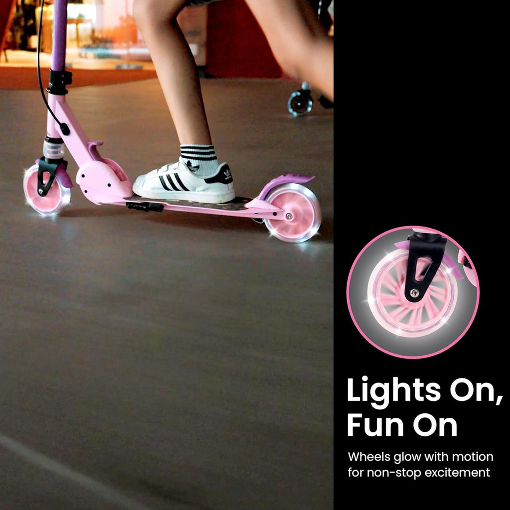 Aero Scooter for Kids 5-8 - Dynamic Lights, Hand Brake & Shock Absorption | Foldable & Adjustable