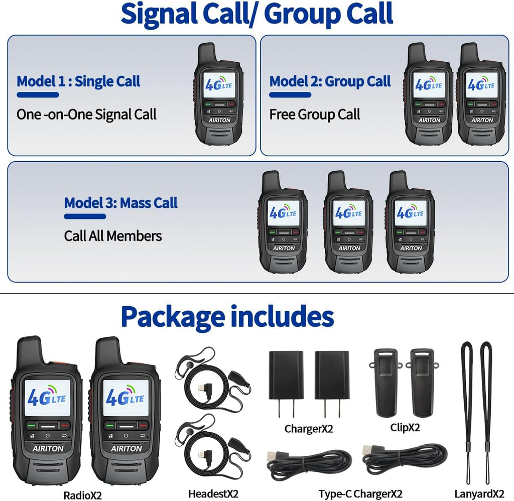 Skiennix Walkie Talkies - Unlimited Nationwide Range | 4G Long-Distance Two-Way Radio with Headset (5000 Miles)
