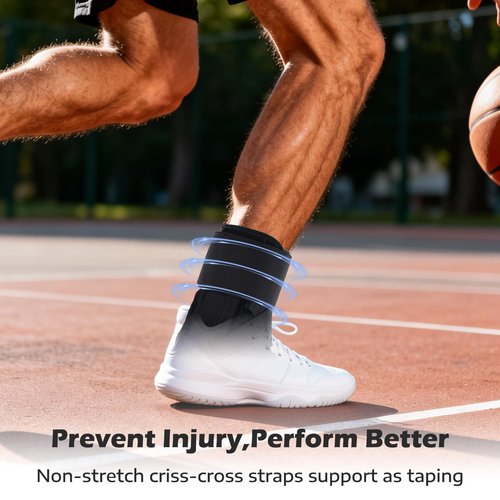 Ankle Brace for Sprained Ankle, Ankle Brace for Women Men Adjustable & Air Fabric Cool With 2 Removable Side Splints, Ankle Stabilizer for Basketball, Volleyball, Sports, Injury Recovery (Medium)