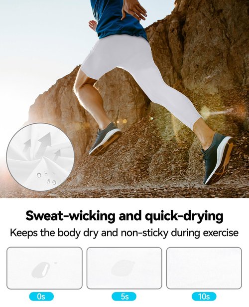 Niksa 1/2 Pack Men's Compression Pants, 3/4 One Leg Compression Tights Men Basketball Leg Sleeve Athletic Base Layer Leggings