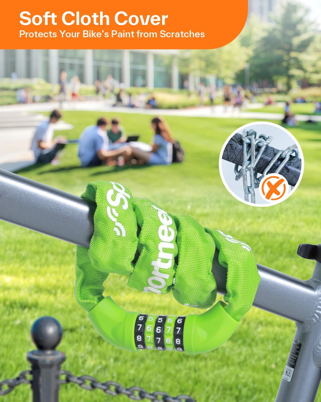 Sportneer Bike Lock - High Security 5 Digit Combination Anti-Theft Chain Lock | 3.2/3.6/4ft Heavy Duty for Bikes, Motorcycles, Scooters, Doors & Gates - 4/6mm Thick, Keyless Design