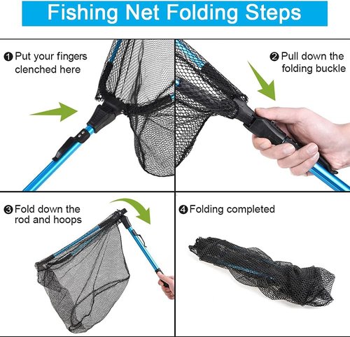 LBW Collapsible Fishing Net - Portable Folding Kayak Net for Freshwater & Saltwater | Ideal for Trout, Catfish, Bass