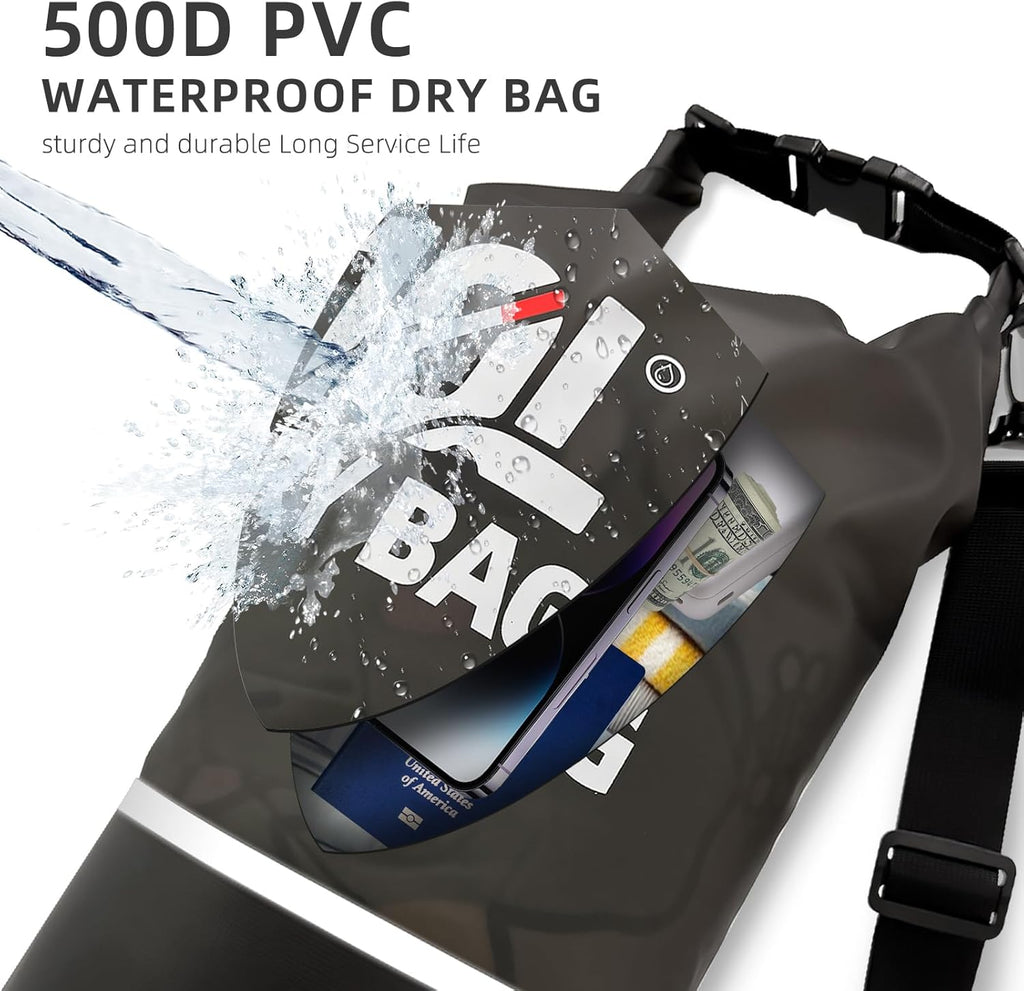 Skiennix Waterproof Dry Bag - 10L Lightweight Roll Top Backpack with Reflective Design & Phone Pouch